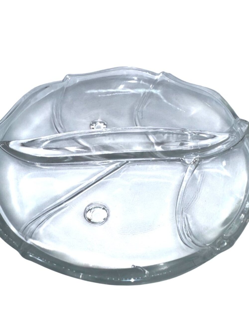 Vintage  2 Section Clear Glass Divided Footed Relish Dish/mTray - Picture 13 of 14